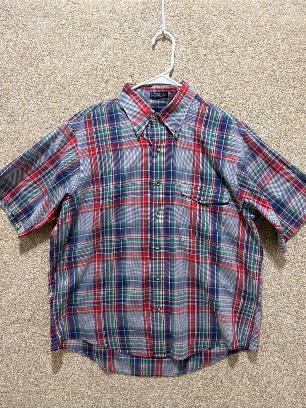 Gant button down shirt fox hunt plaid cotton blend red green blue preppy large